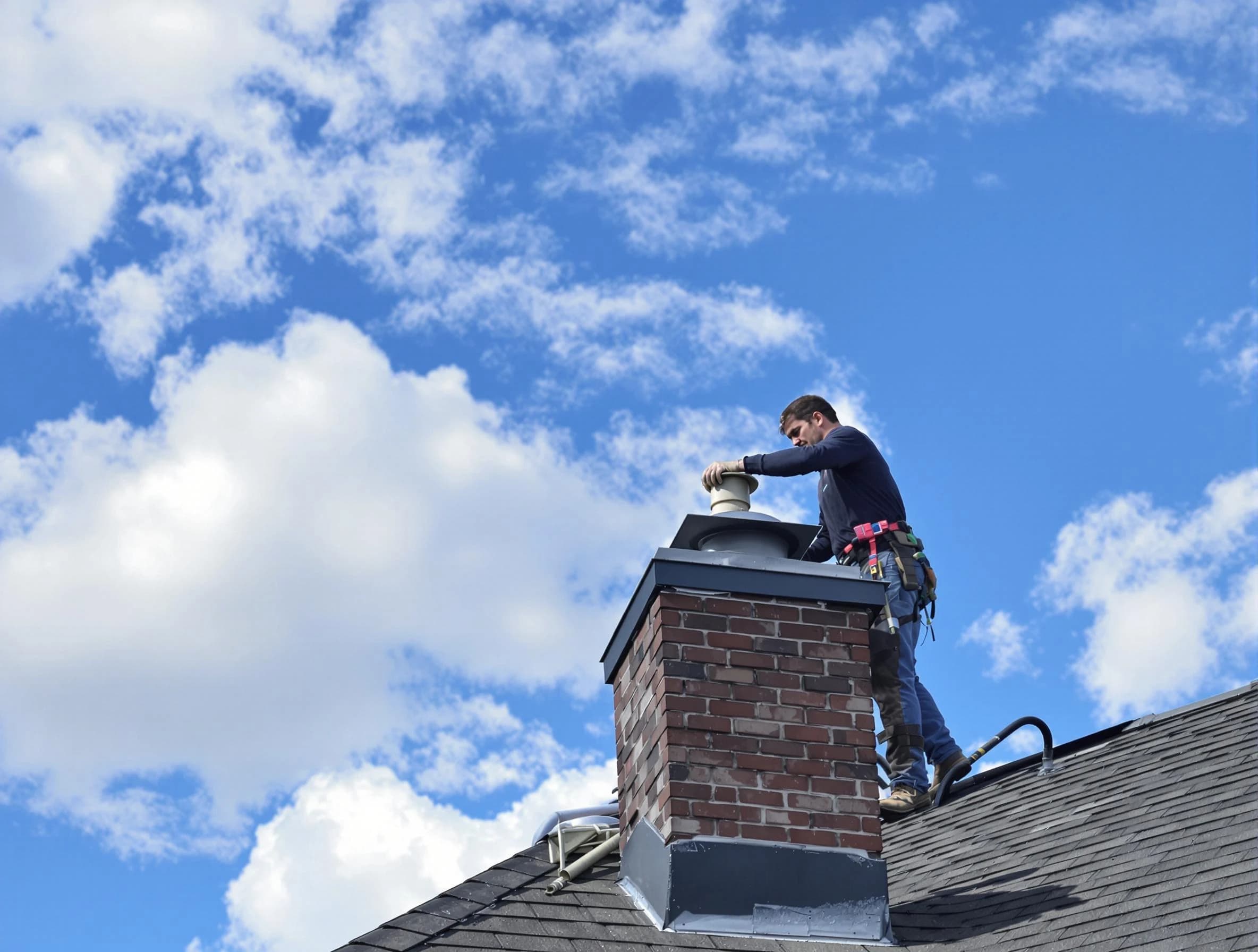 East Brunswick Chimney Sweep installing a sturdy chimney cap in East Brunswick, NJ