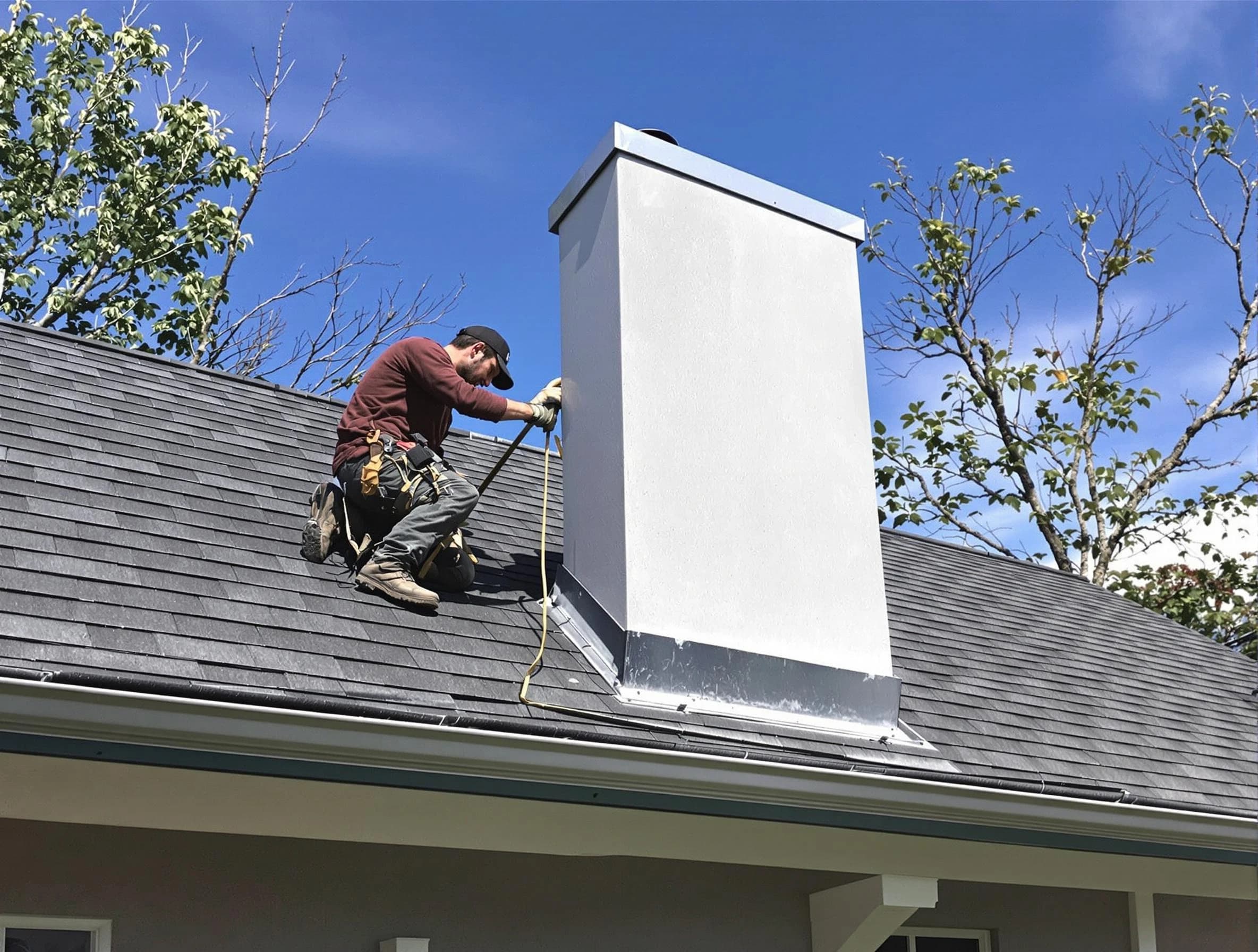 East Brunswick Chimney Sweep team member finishing chimney construction in East Brunswick, NJ