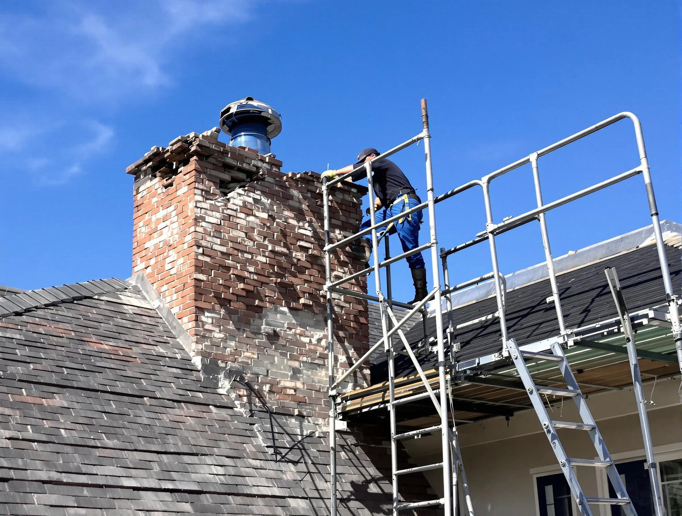 Rebuilding a chimney structure by East Brunswick Chimney Sweep in East Brunswick, NJ