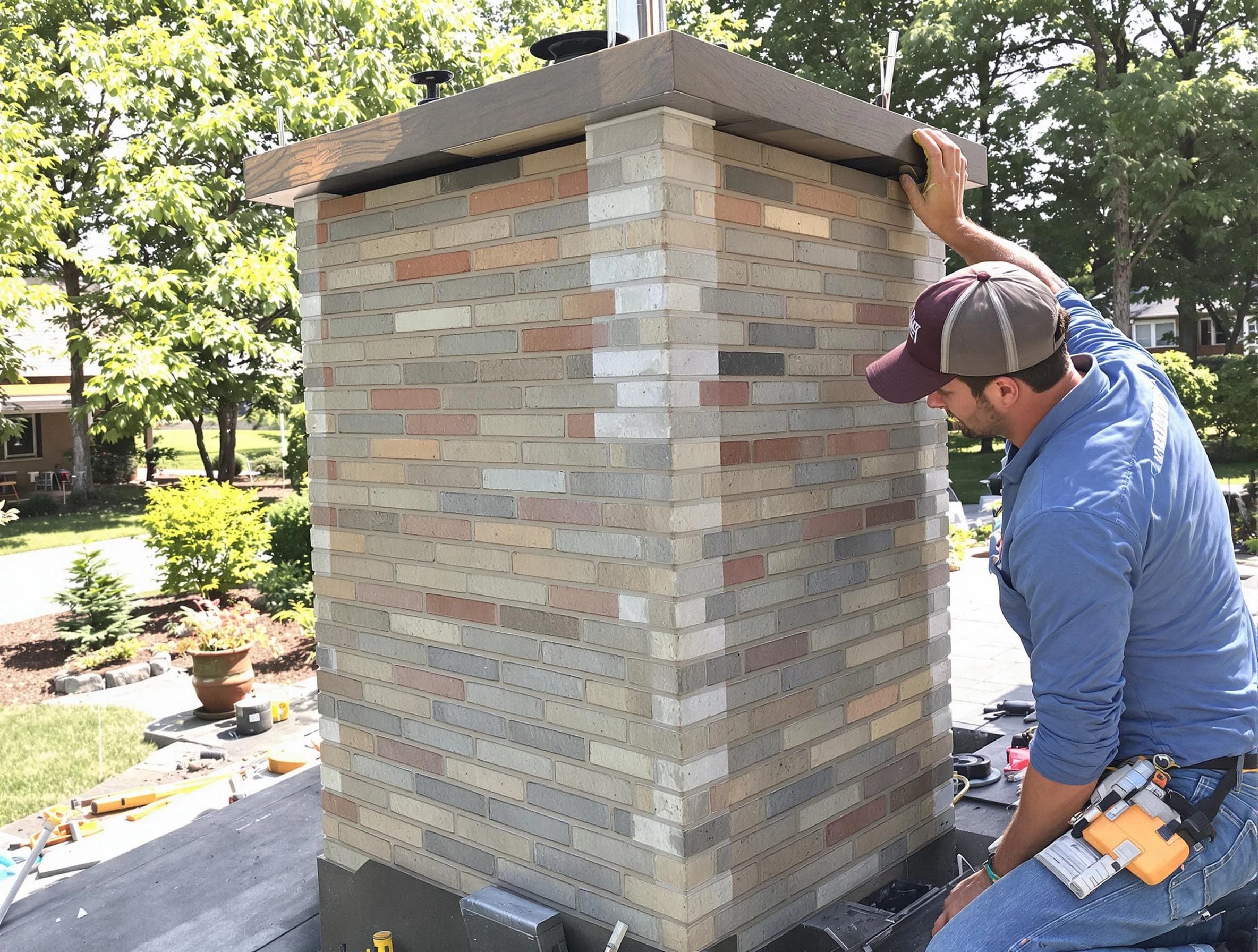 East Brunswick Chimney Sweep completing a modern chimney remodel in East Brunswick, NJ