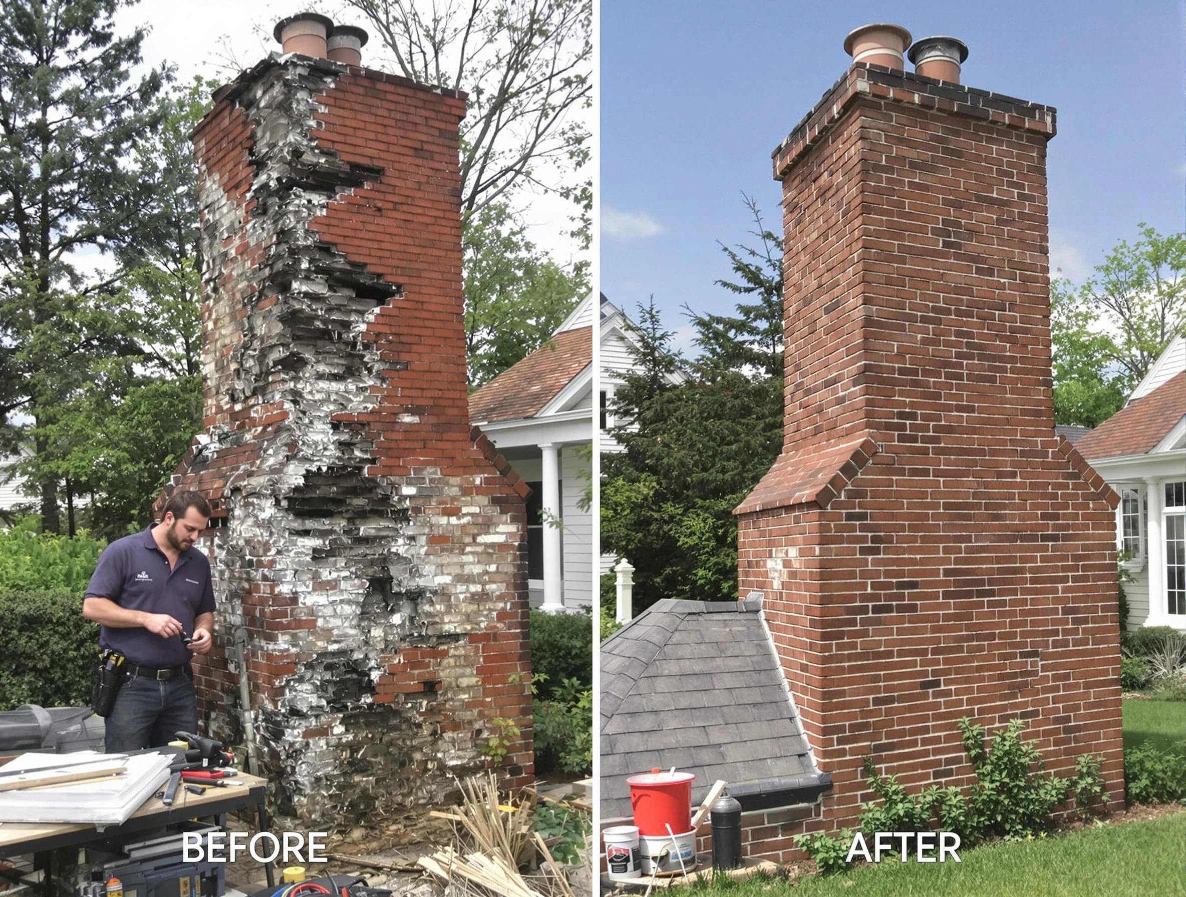 East Brunswick Chimney Sweep performing a full chimney restoration in East Brunswick, NJ