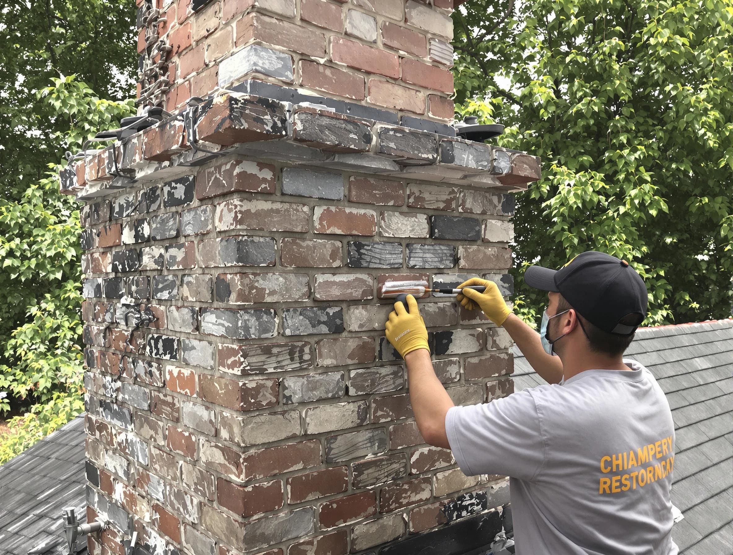 In-progress chimney restoration by East Brunswick Chimney Sweep in East Brunswick, NJ