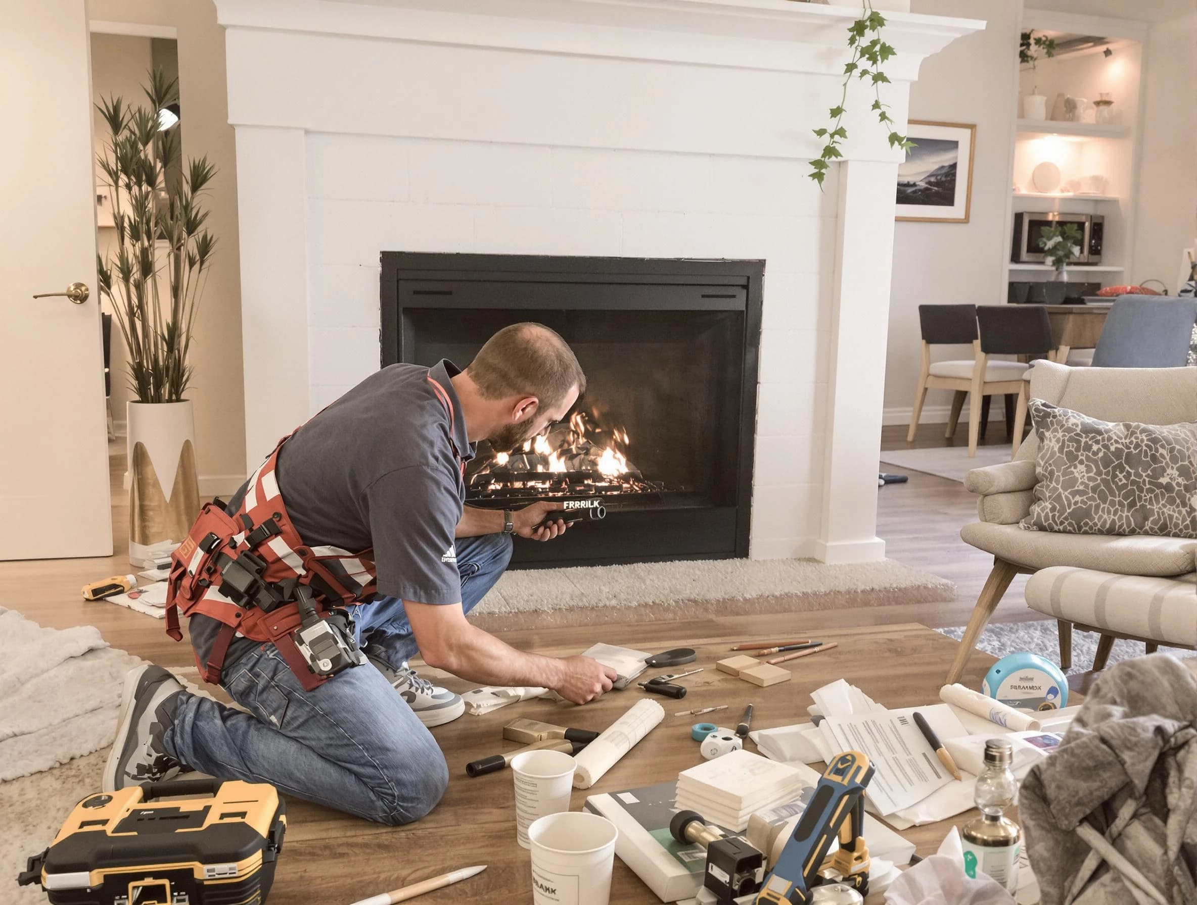 East Brunswick Chimney Sweep performing fireplace repair in East Brunswick, NJ